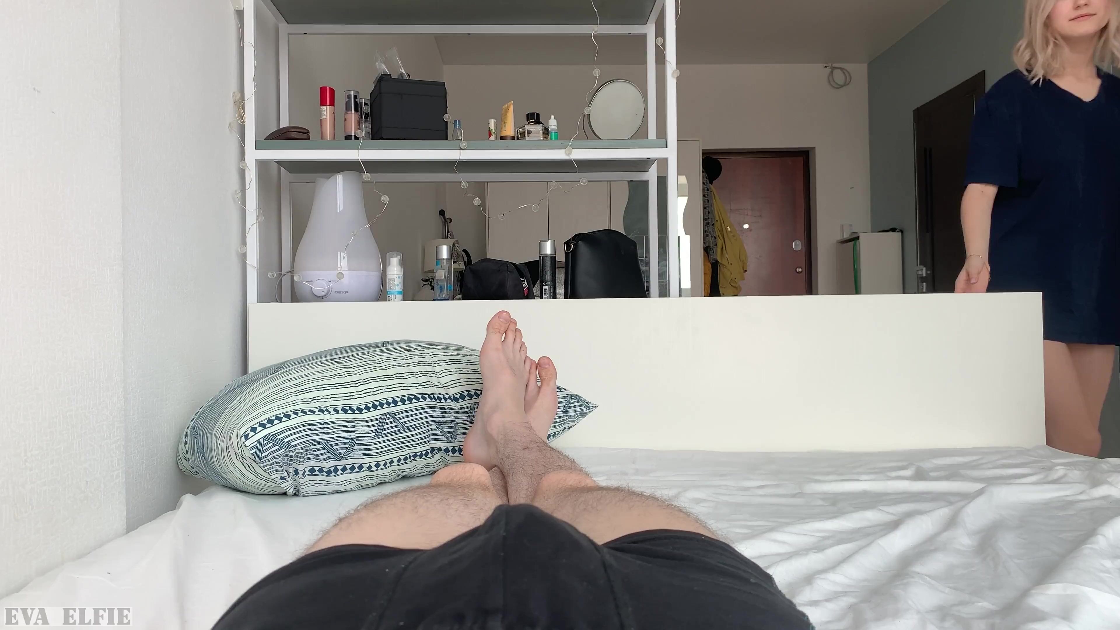 Eva Elfie Creams On Her Guy's Cock And Eats His Cum