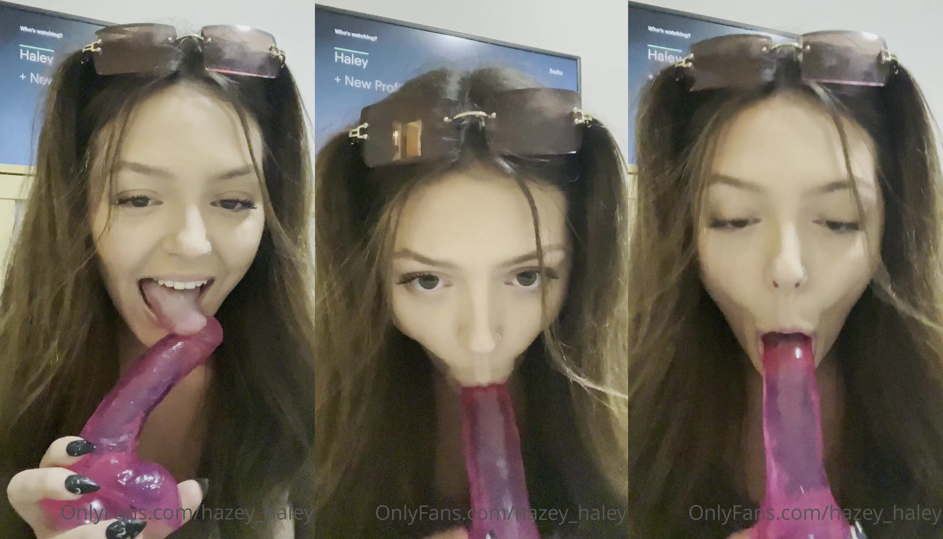 Hazey Haley Sucking Dildo