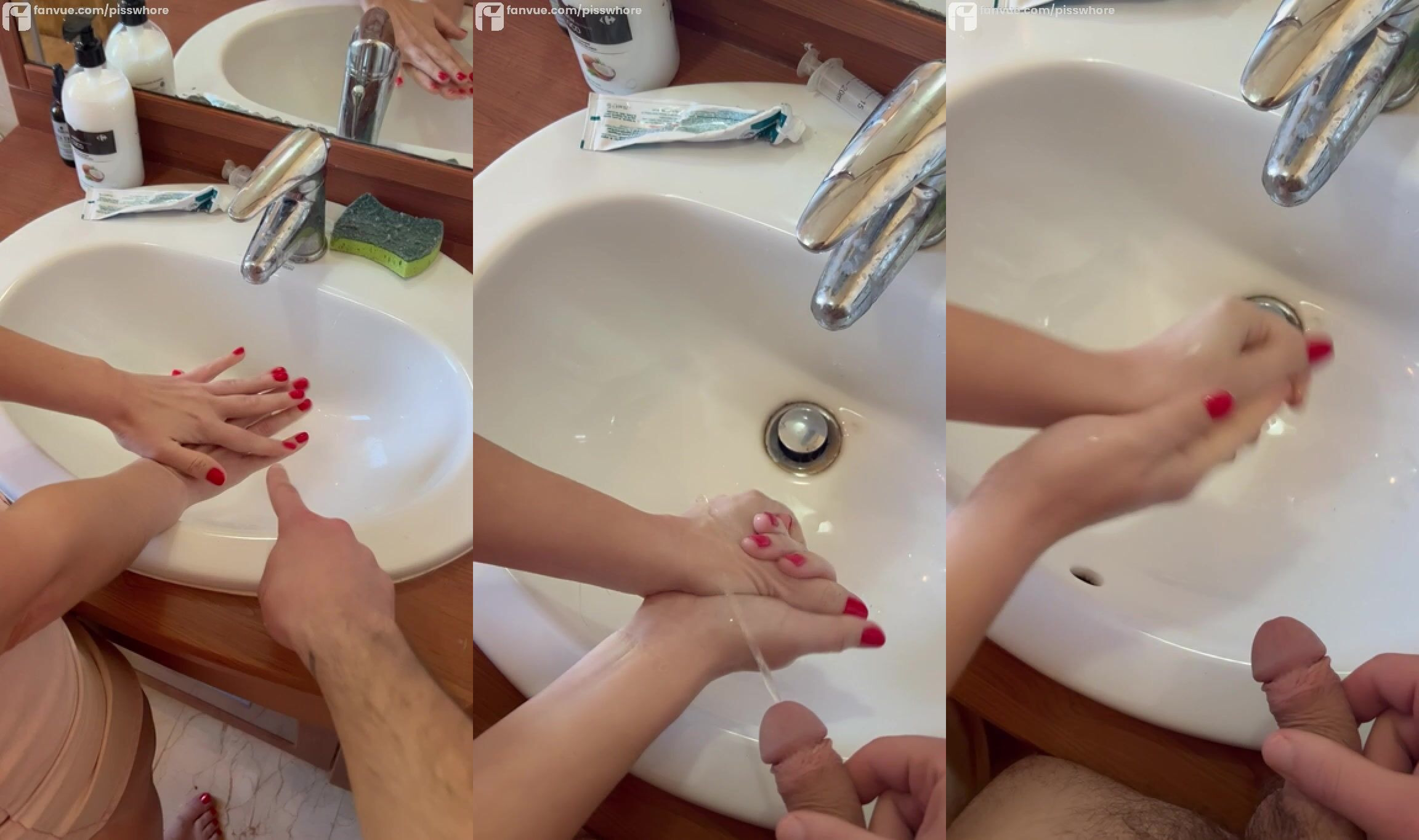Lana Michaels Washes Her Hands Then Masturbates