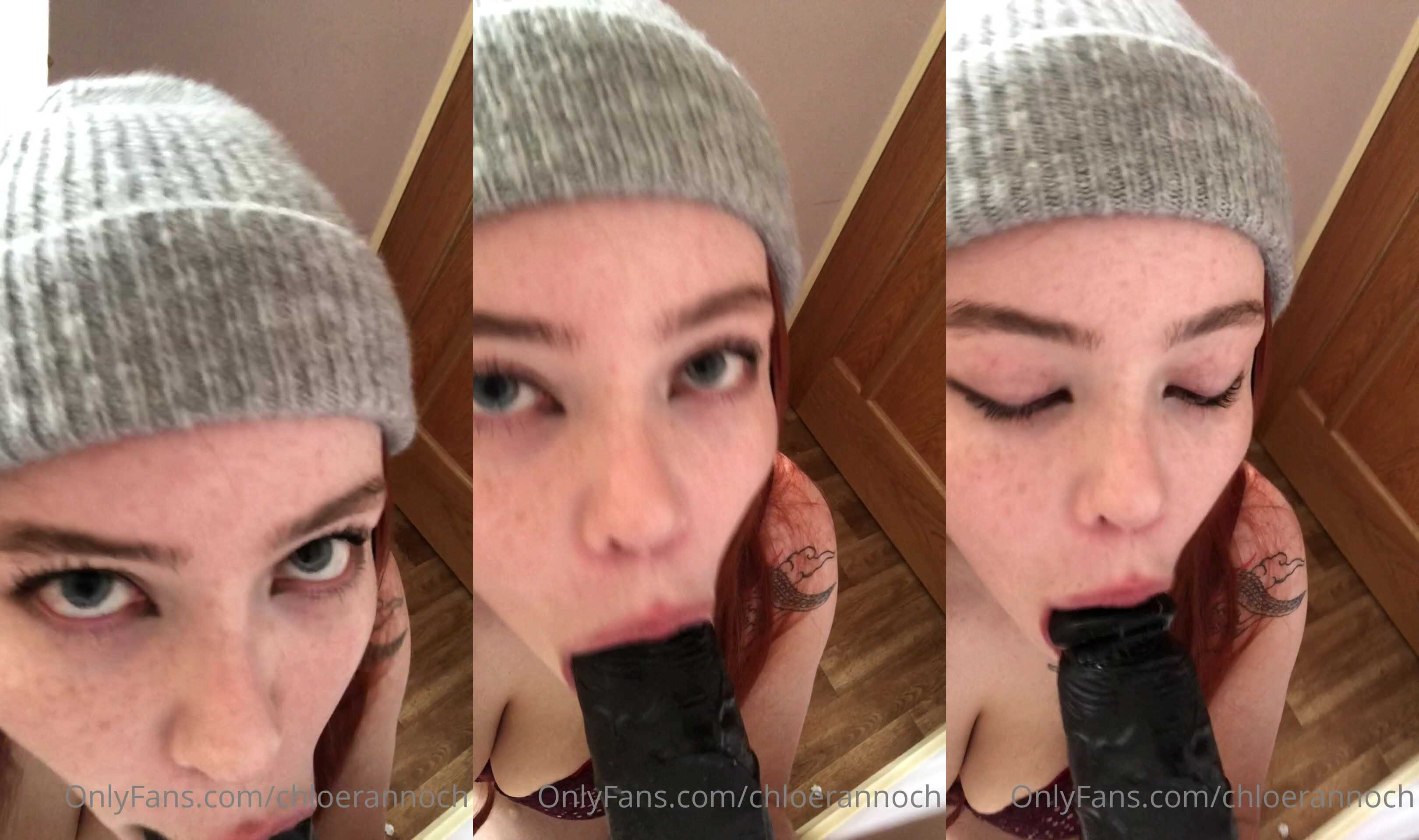 OkiChloeo Sucks A Black Dildo