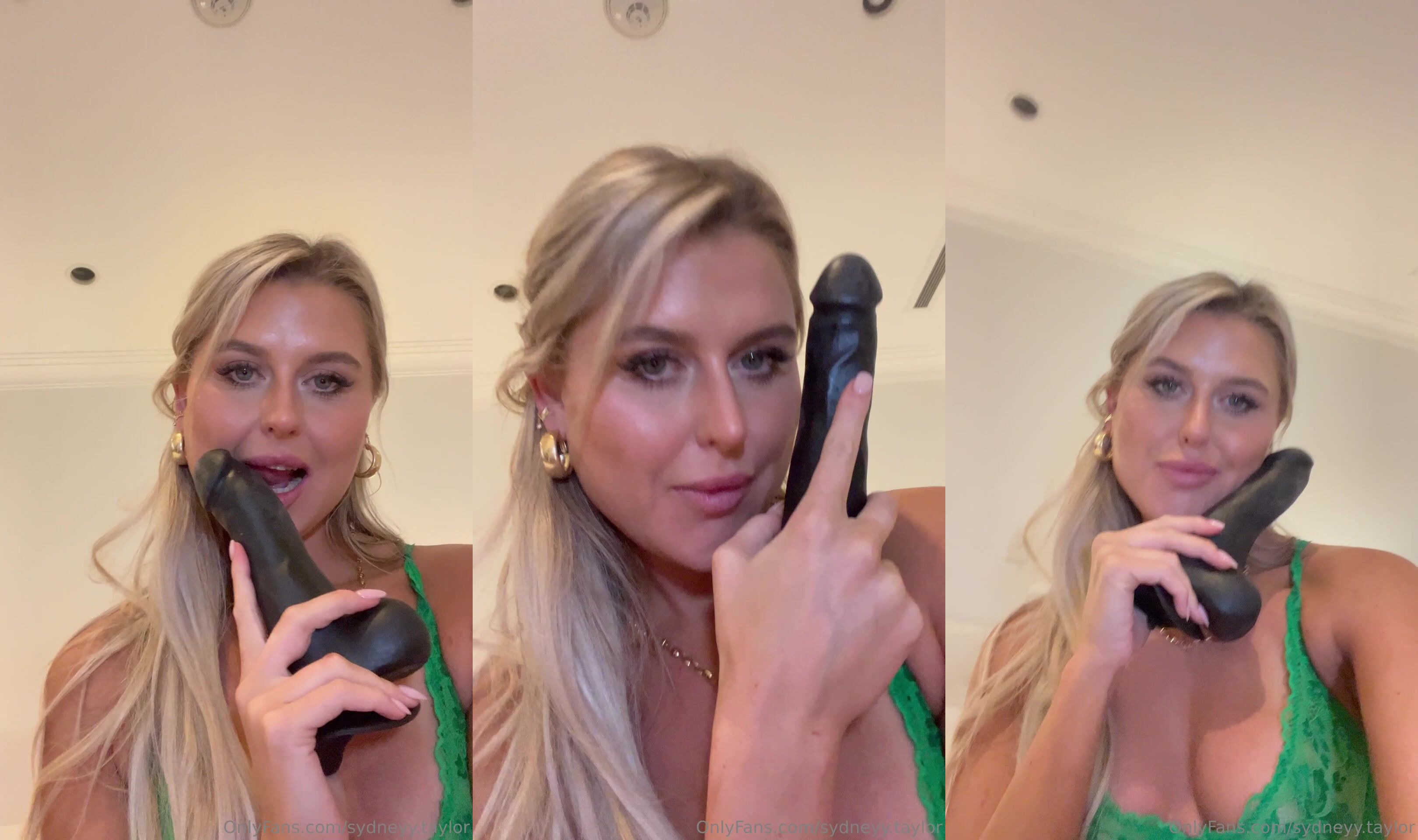 Sydneyy Taylor Licks A Black Dildo