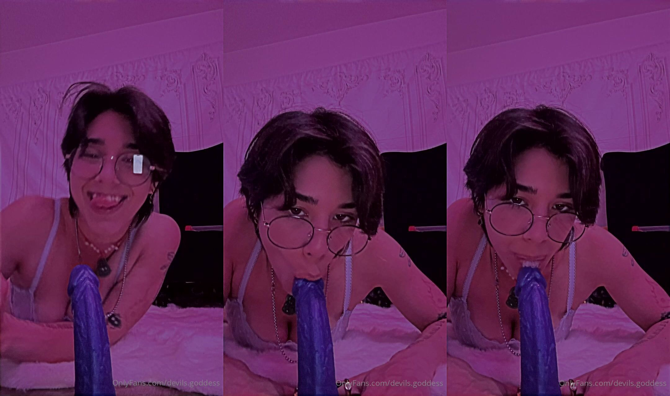 Devils.Goddess Sucks A Huge Dildo