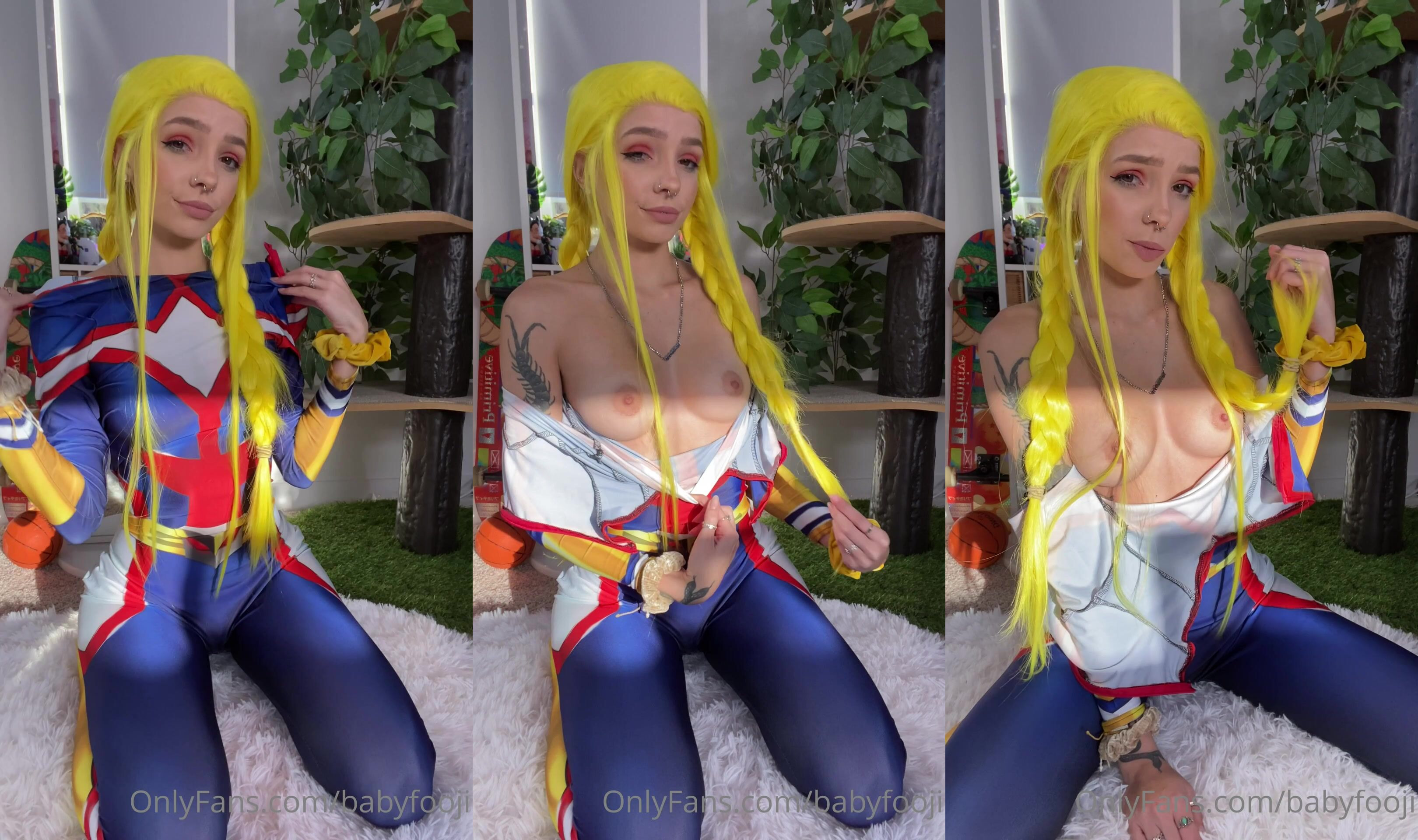 All Might Cosplay BabyFooji Pussy Masturbation With A Dildo