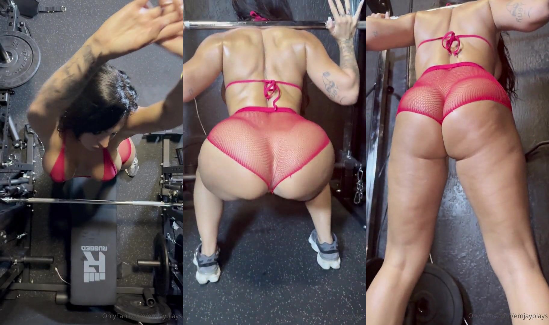 Emjayplays Fucking At The Gym With Her Fishnet Shorts