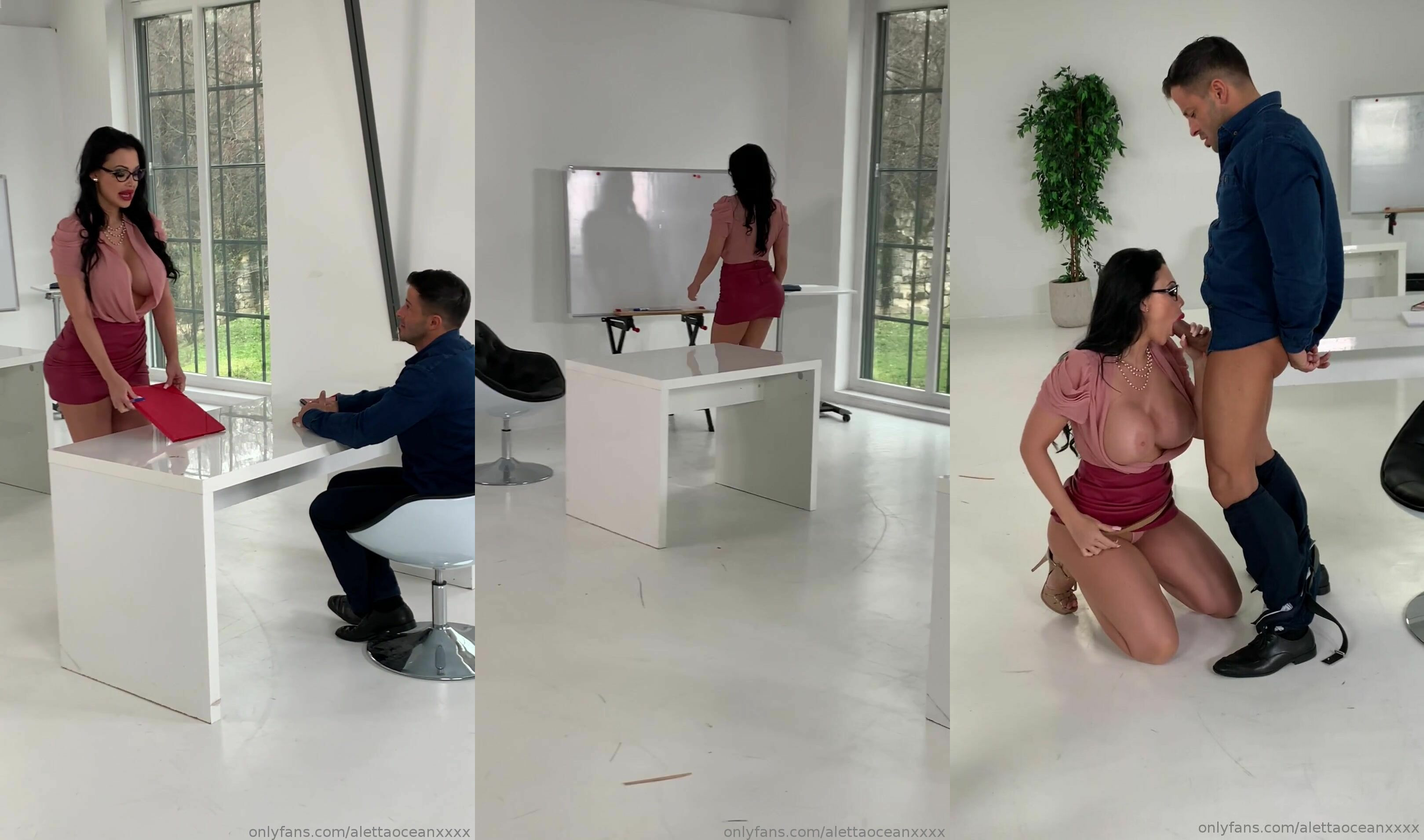 Spicy Brunette Aletta Ocean Sucks And Rides A Big Dick