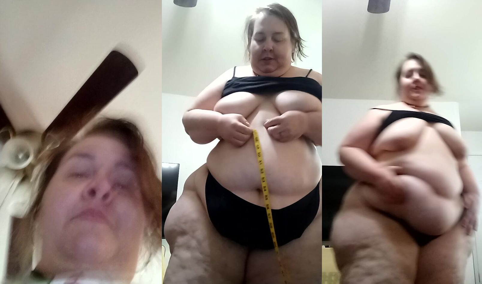 Bbw4Red20 Strips And Measures Herself