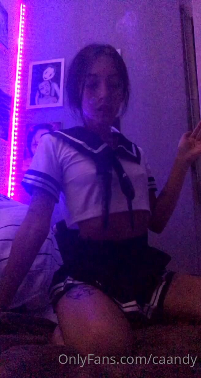 School Girl Caandy Smokes And Flaunts Her Ass