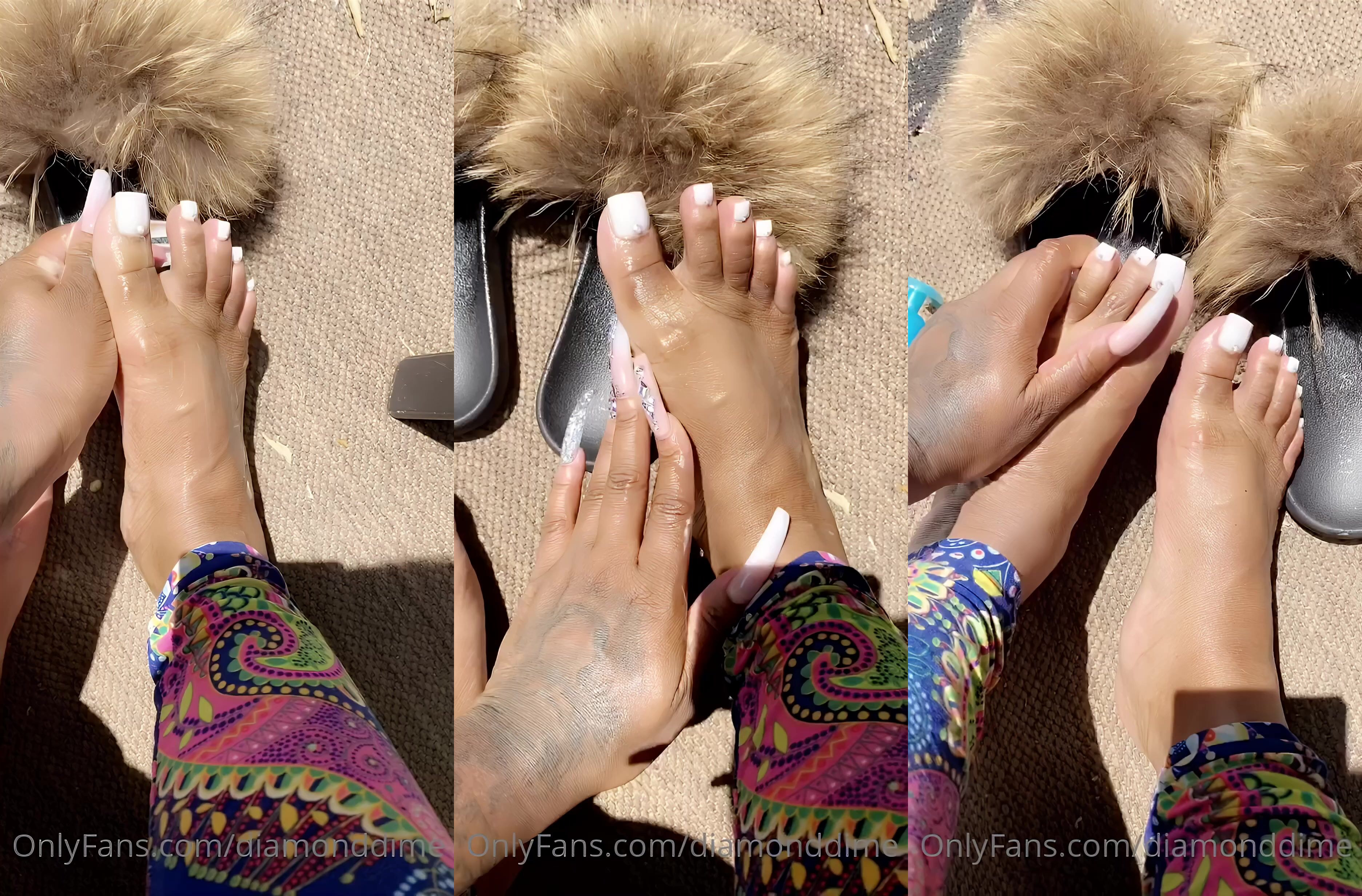 Dimeberacky Lotions And Massages Her Toes