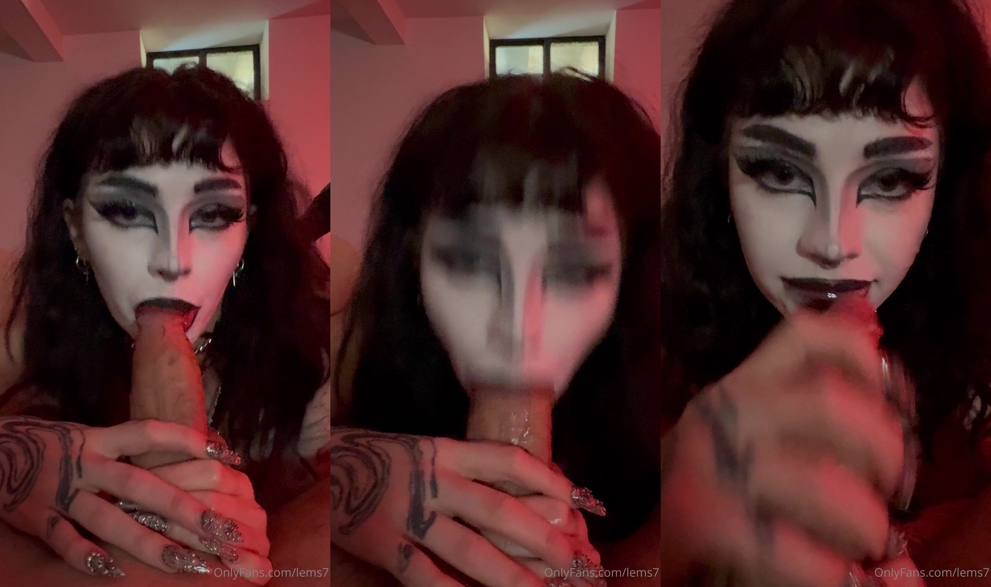 Lems7 Sucks Cock With Goth Makeup On