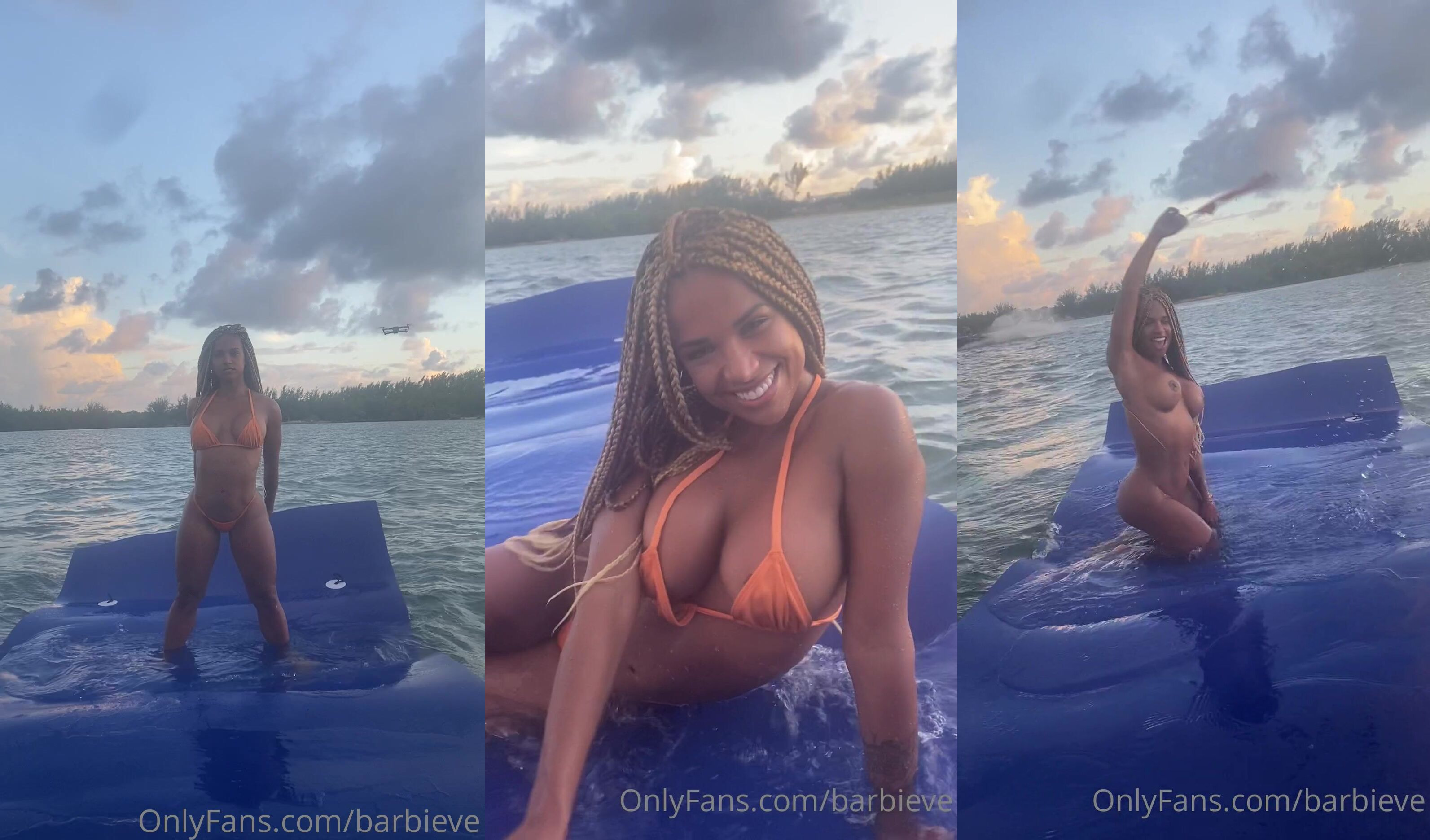 Barbievevip Lays Naked On A Water Mat