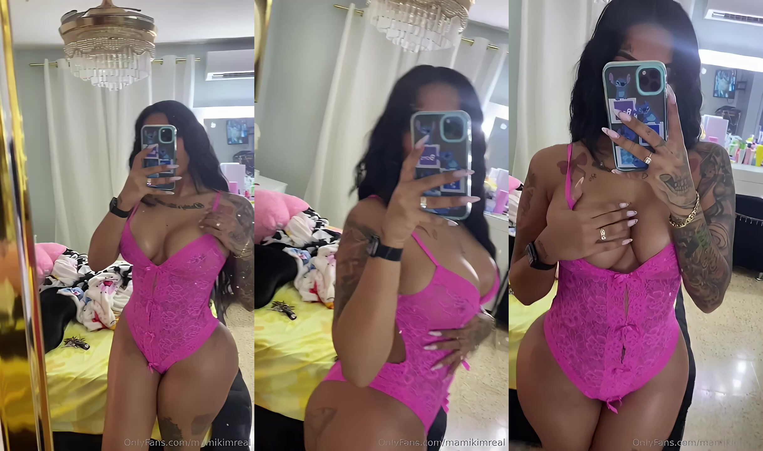 Mamikimreal Puts On A Pink Lingerie