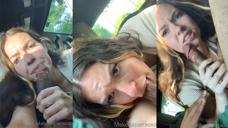 Makenapierxoxo Gives A Deep Throat In The Car