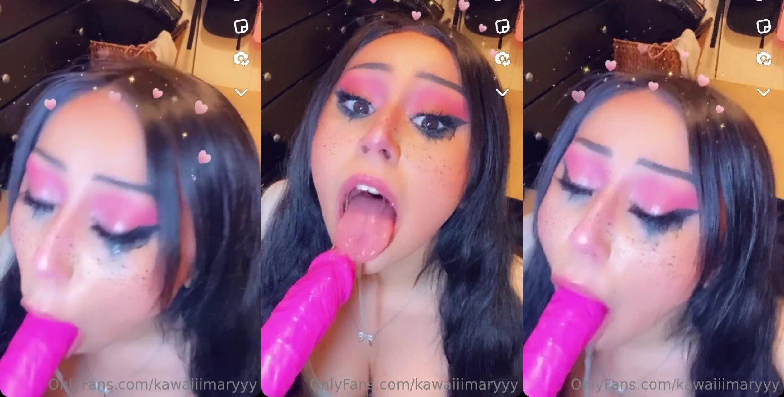 KawaiiiMaryyy Sucks Her Pink Dildo