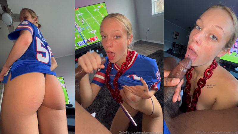 Badbarbiepriv Blows Cock While Watching NFL
