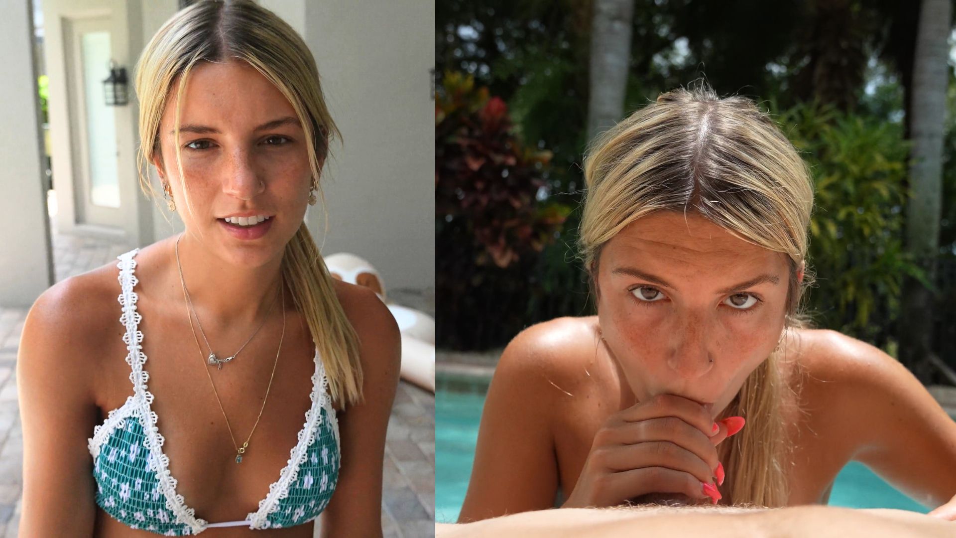 Ambie Bambi Sucks A Cock In The Pool