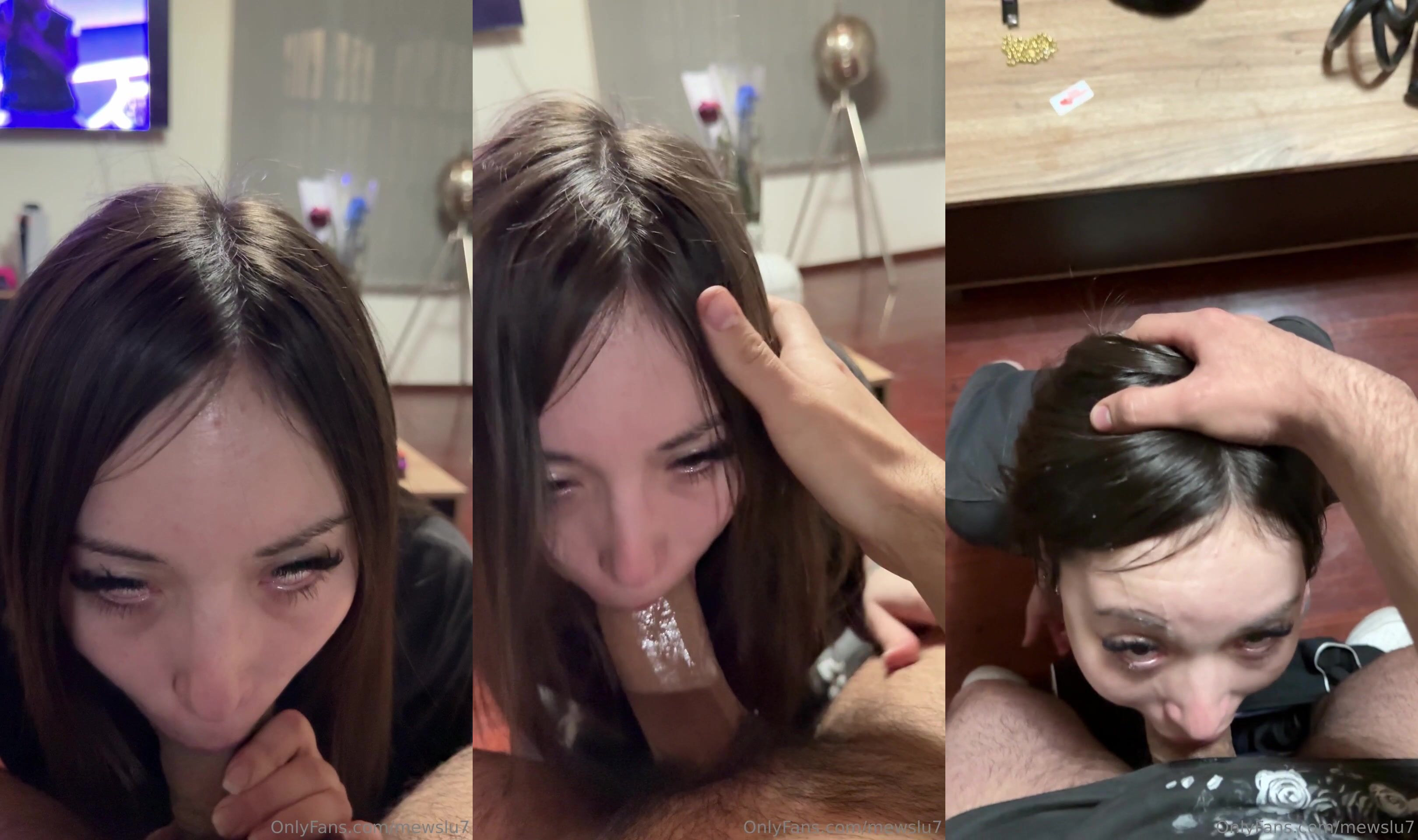 MewSlut's Deep Throat Ends In A Facial