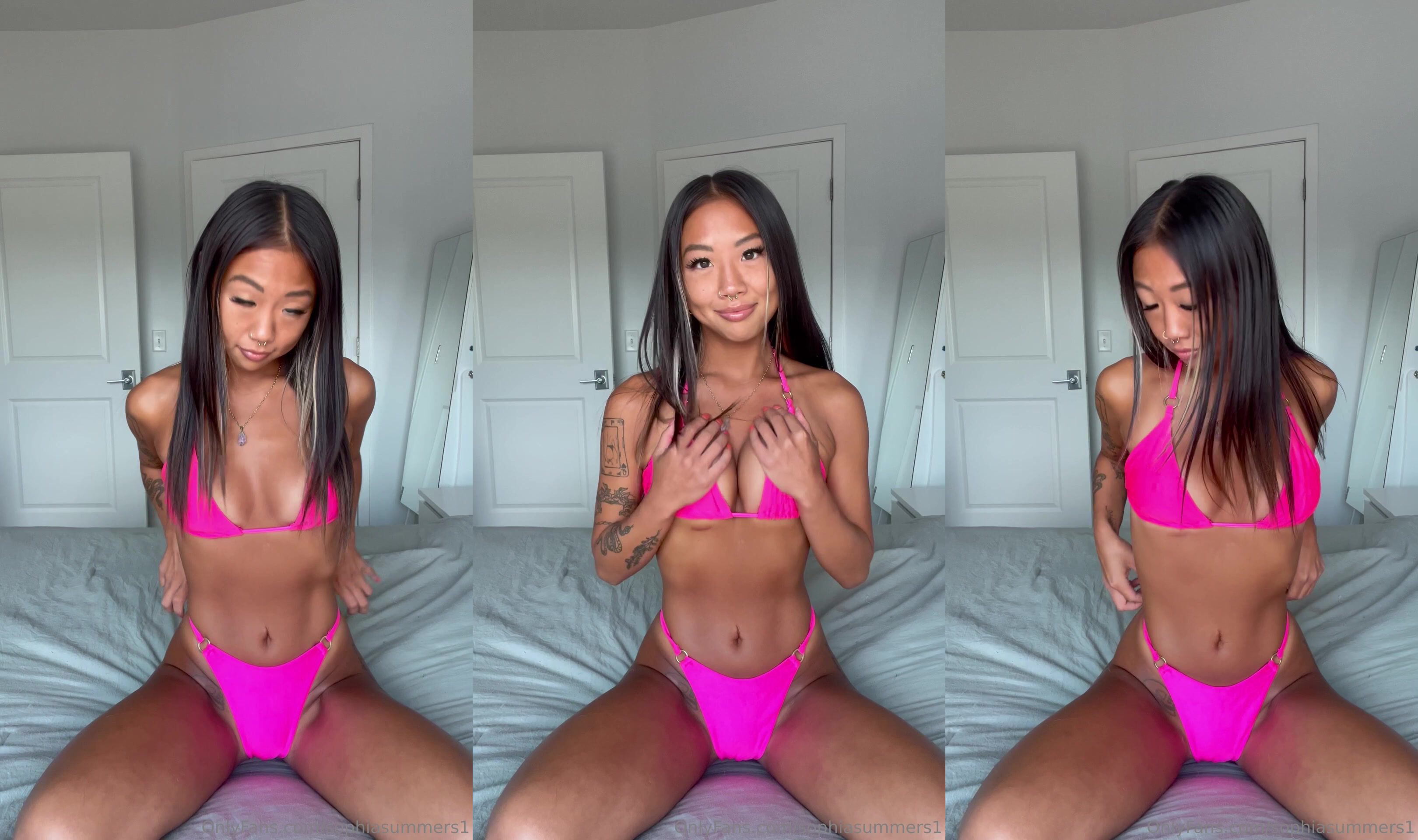 Sophia Summers Caresses Her Body In A Bikini