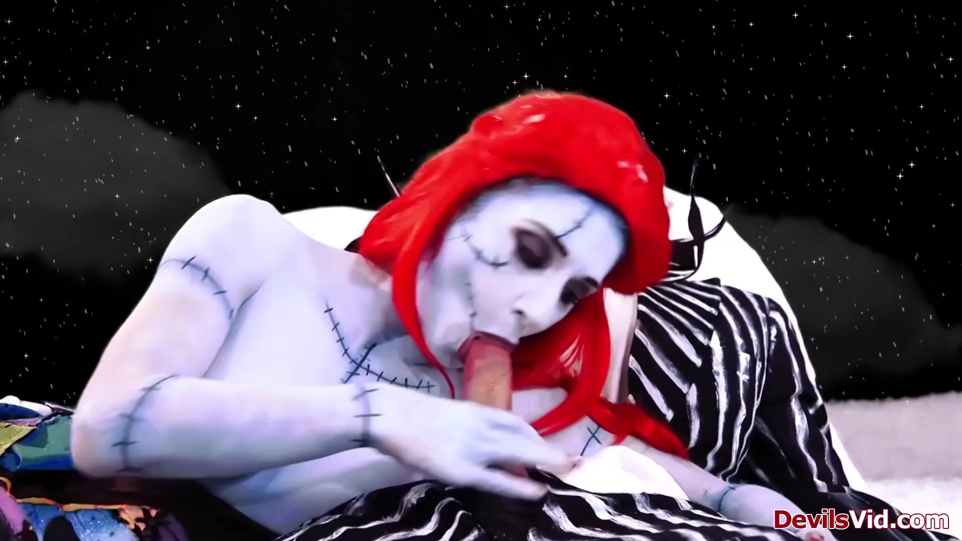 Joanna Angel As Sally Blows Jack Skellington's Dick