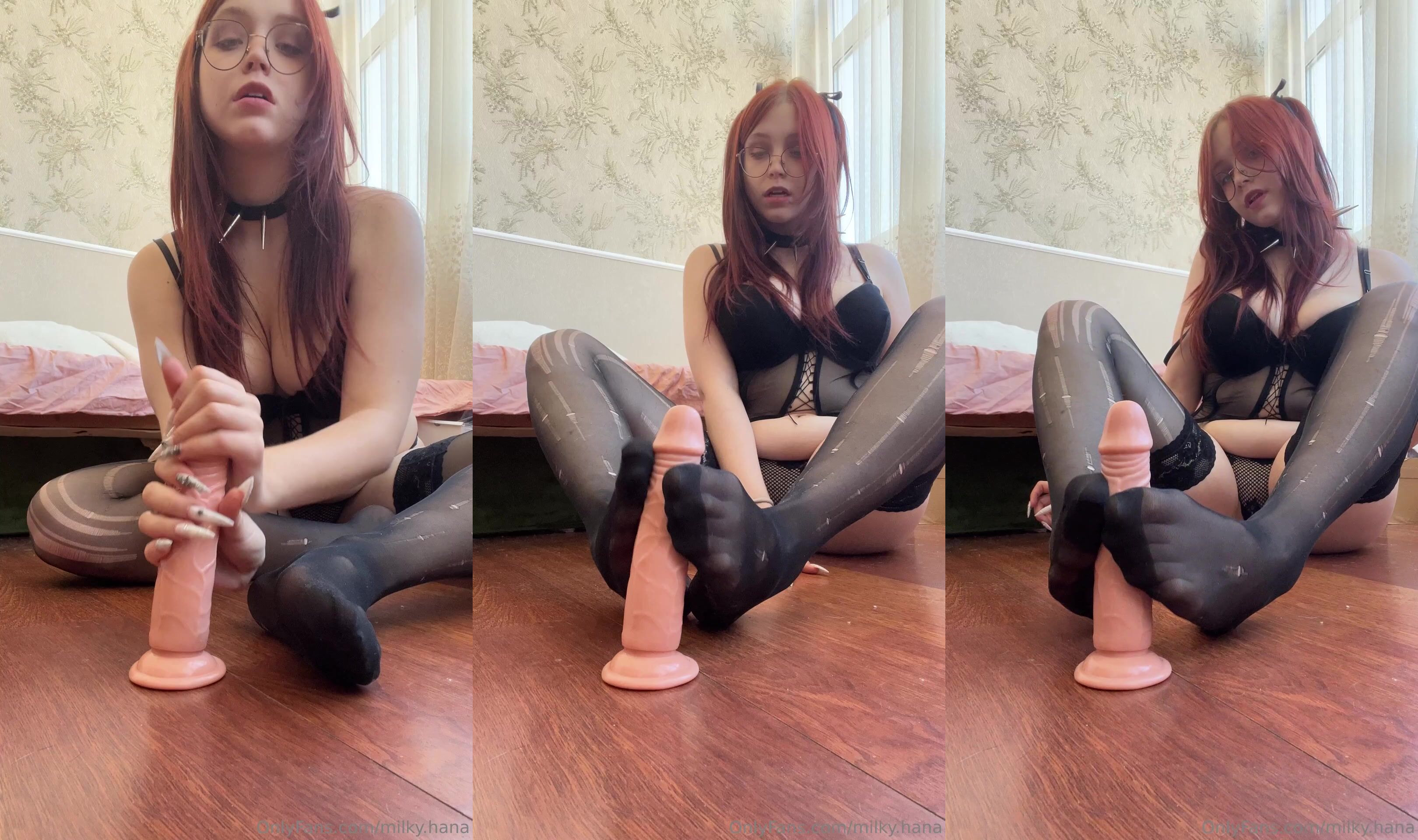 MilkyHana Performs A Footjob In Stockings