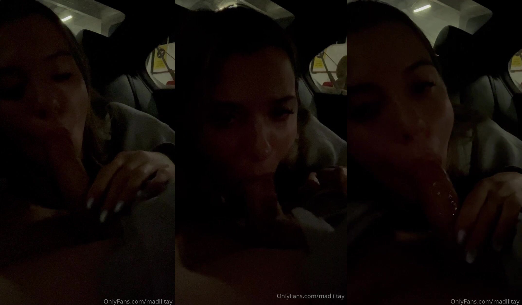 Madiiitay Gives A Blowjob On A Car