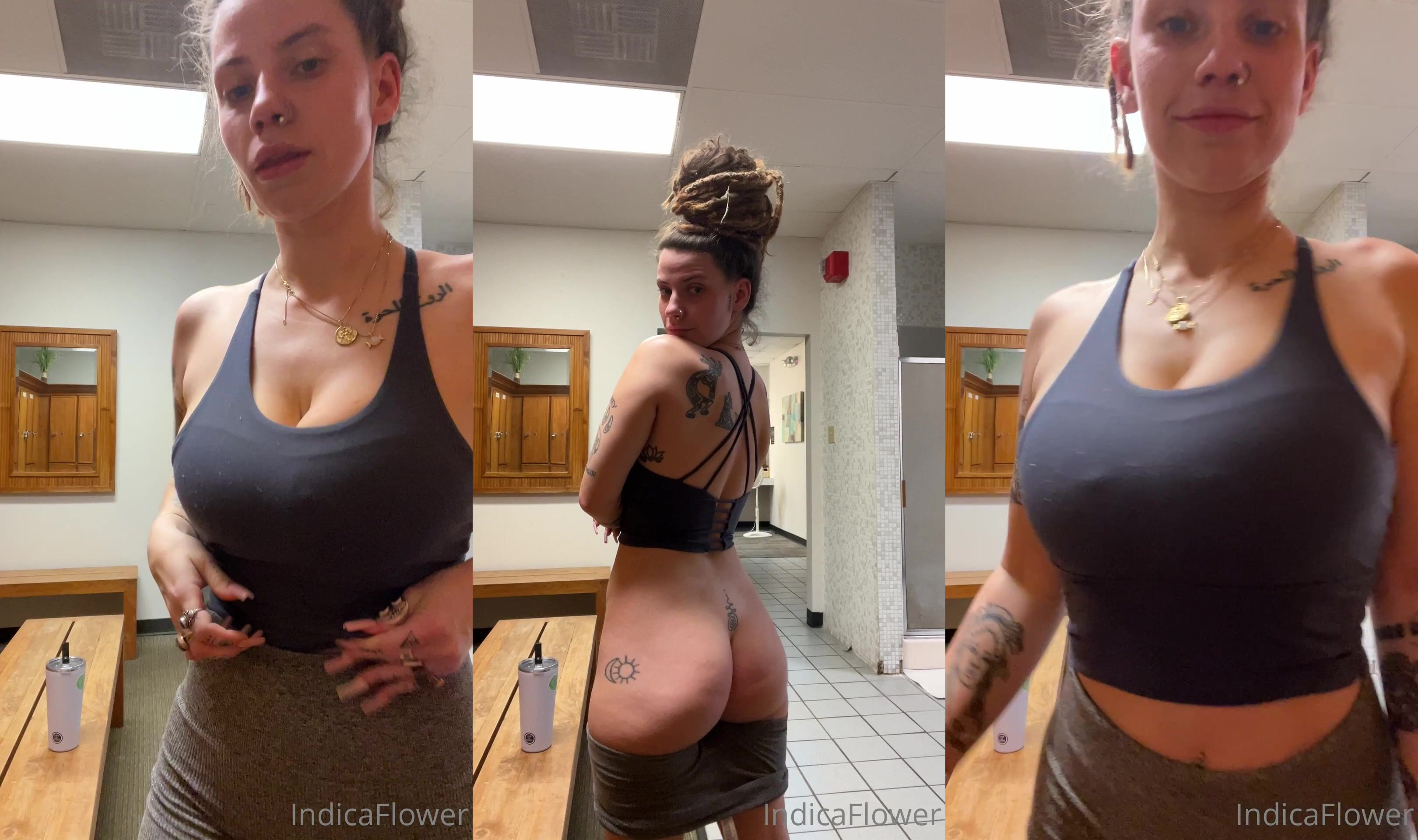Indica Flower Flashes Her Body At The Gym