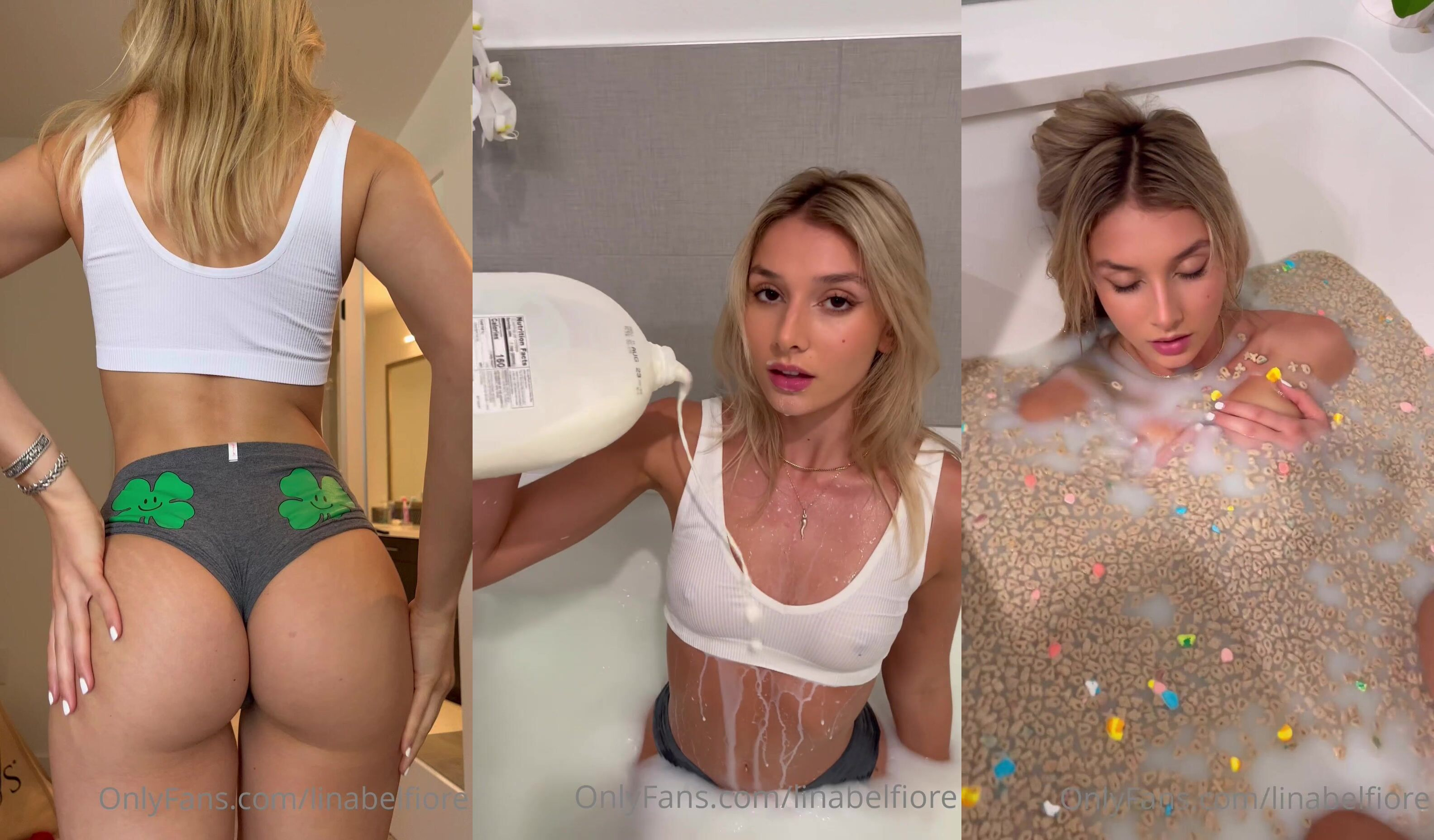 Lina Belfiore Bathes In A Bath Of Milk With Cereal