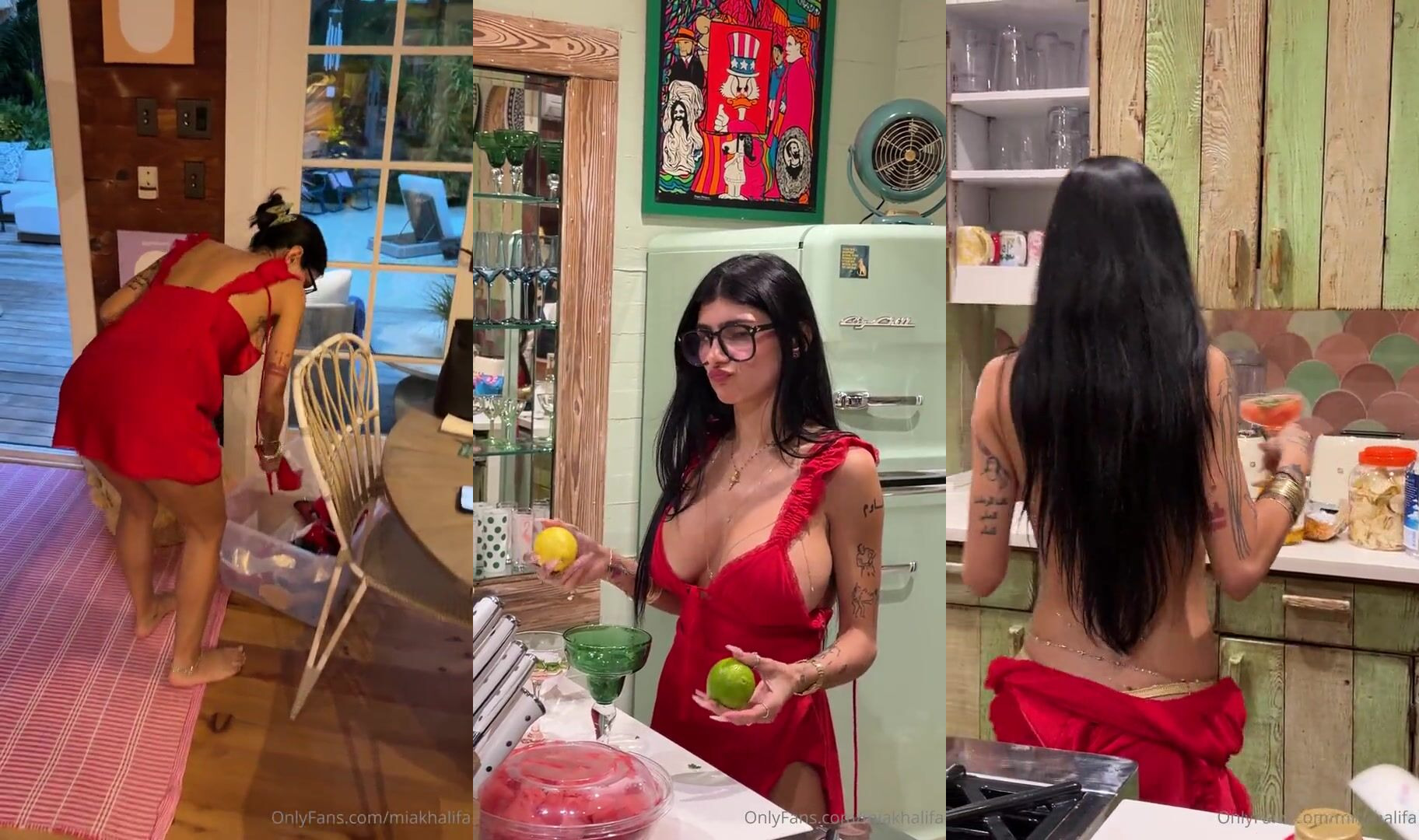 Topless Mia Khalifa Makes Drinks For Her Friend