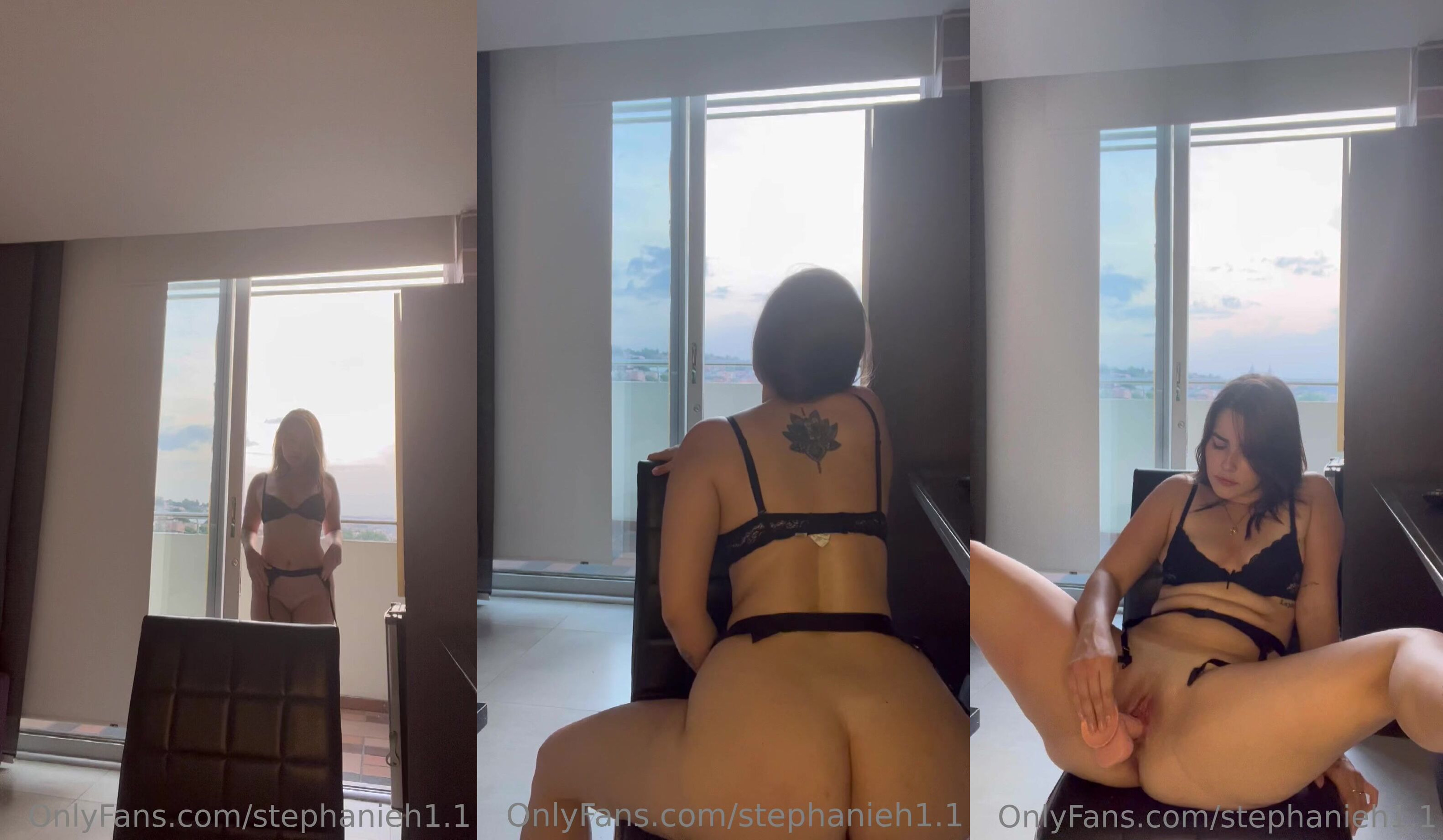StephaniehVip Grinds A Dildo On The Chair