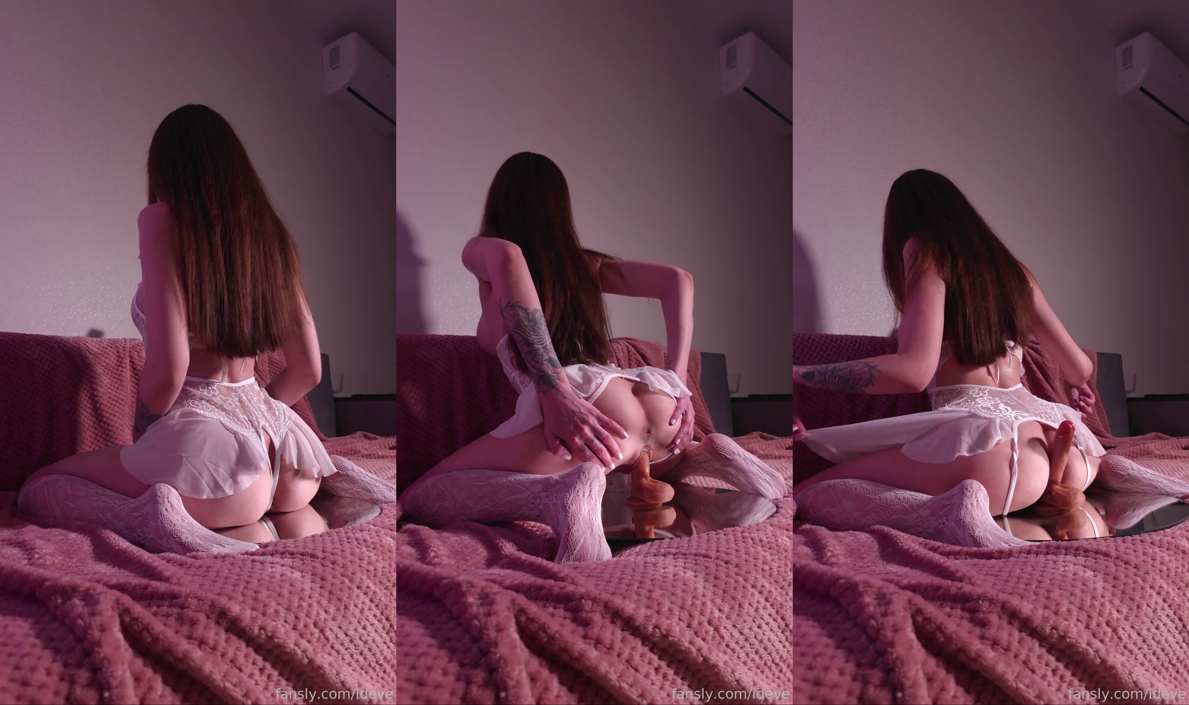 Ideve Slides A Dildo Up Her Tight Asshole