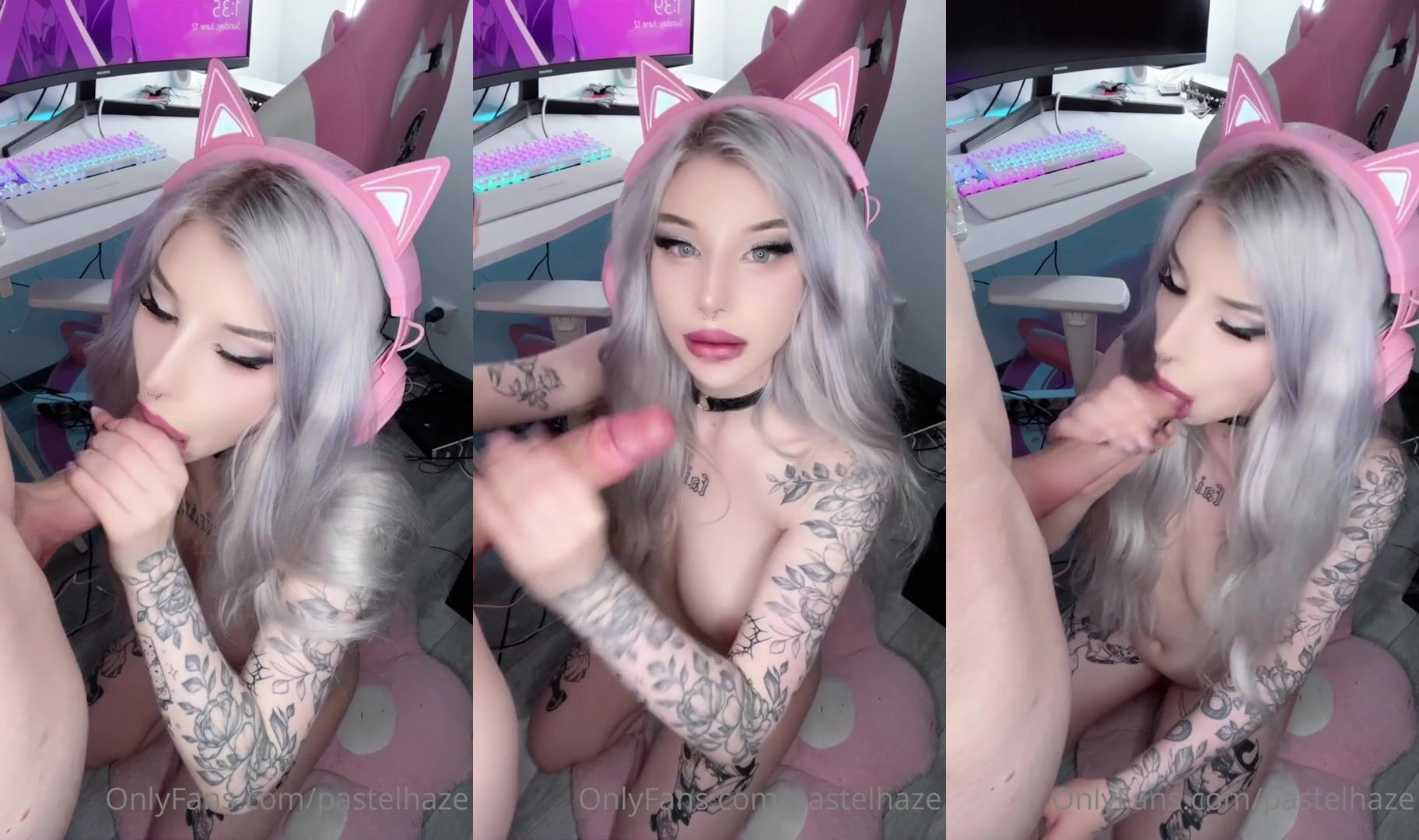 E-Girl Pastel Haze Sucks Her Boyfriend's Cock