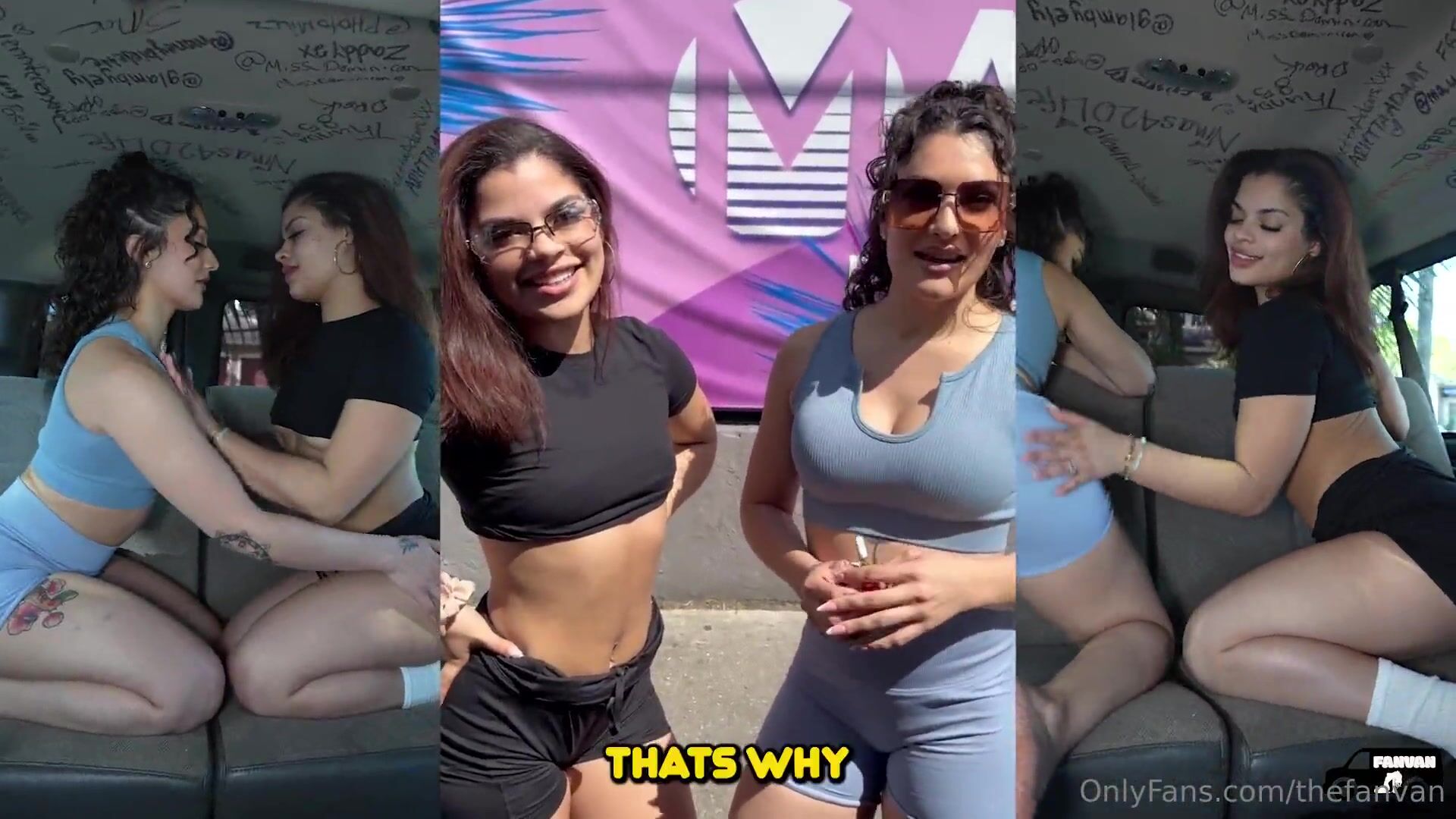 SweetSophiaFit And Princesa Amor's Lesbian Fun In The Fan Bus
