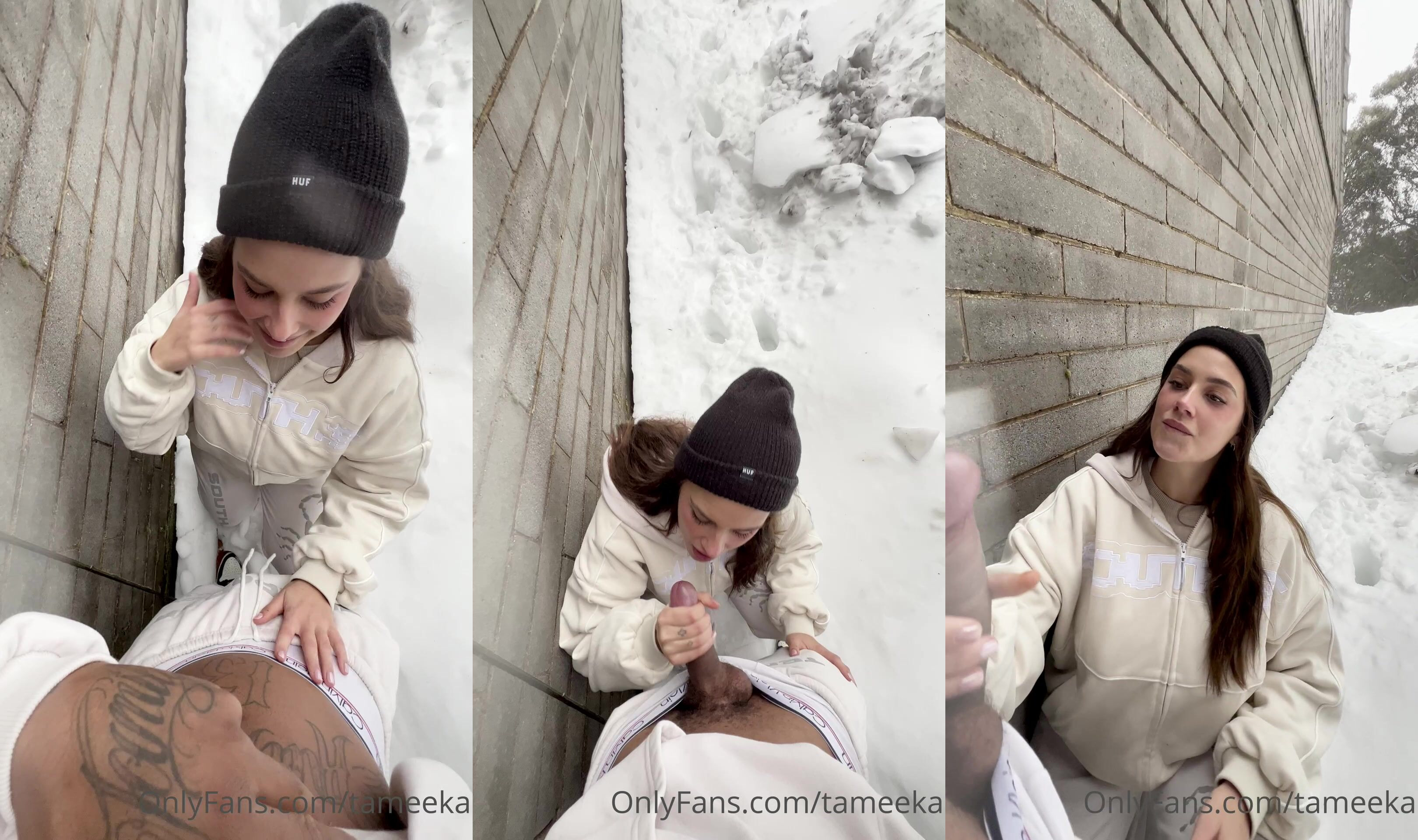 Tameeka's Quick Blowjob In The Snow