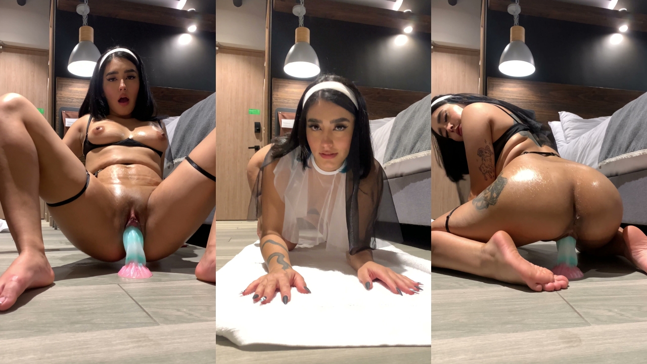 Horny Nun Little Susanna Bounces On Her Dildo
