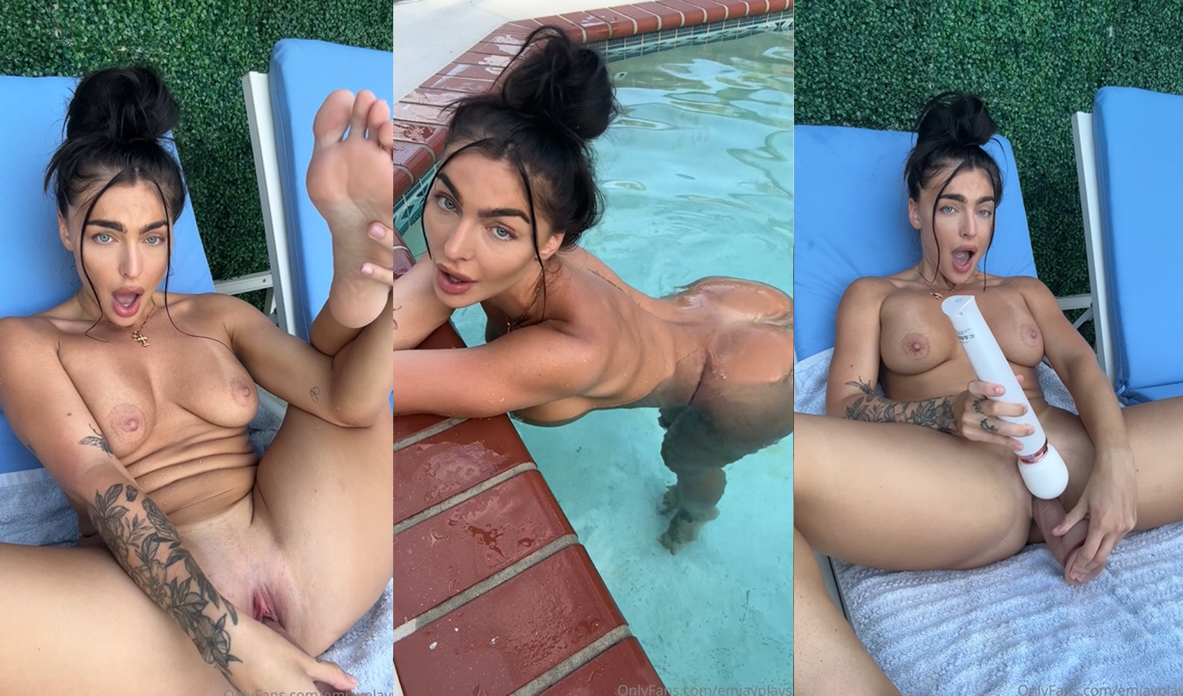 Emjayplays Masturbates By The Pool