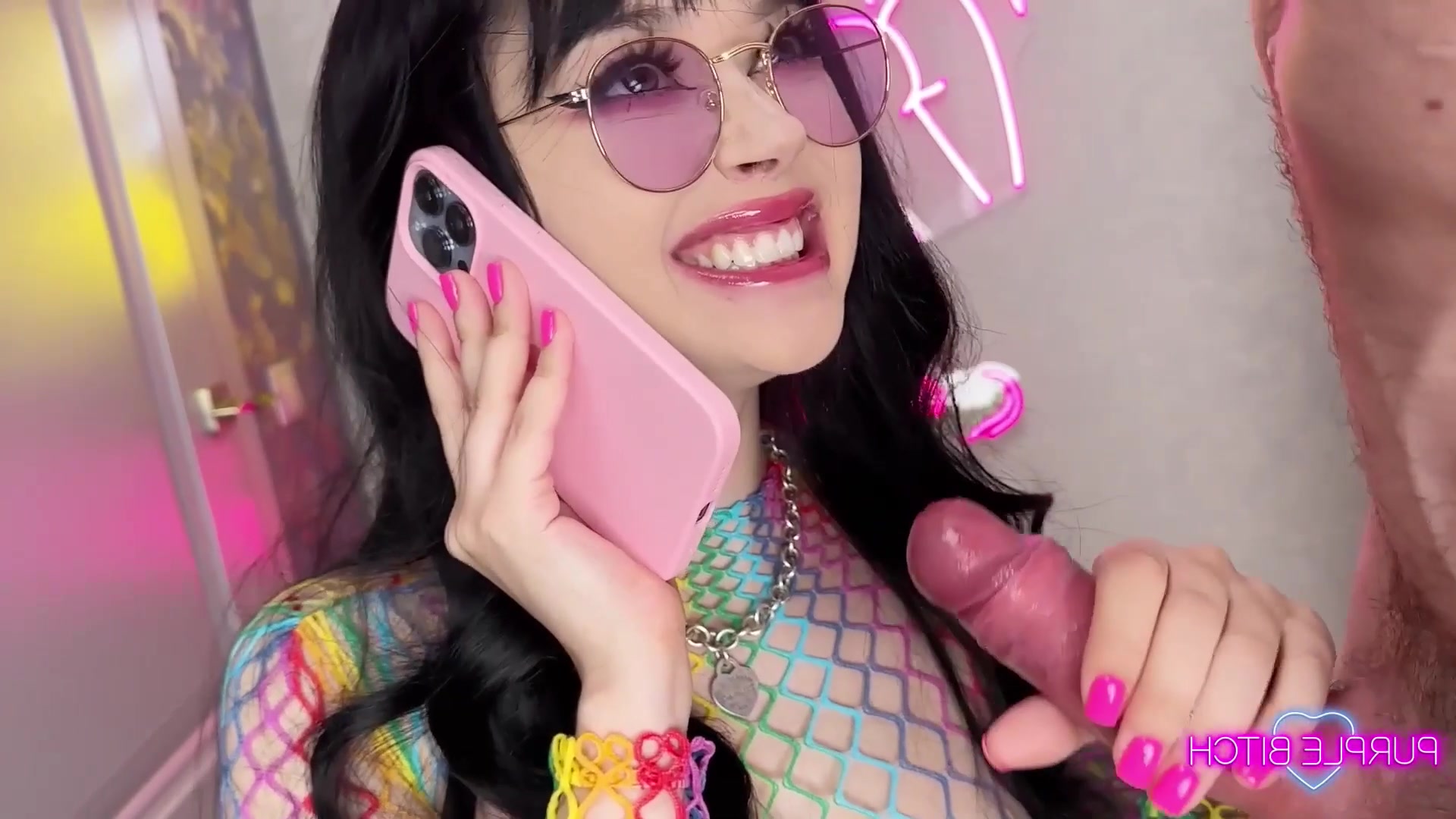 Purple Bitch Gets Filled While On The Phone