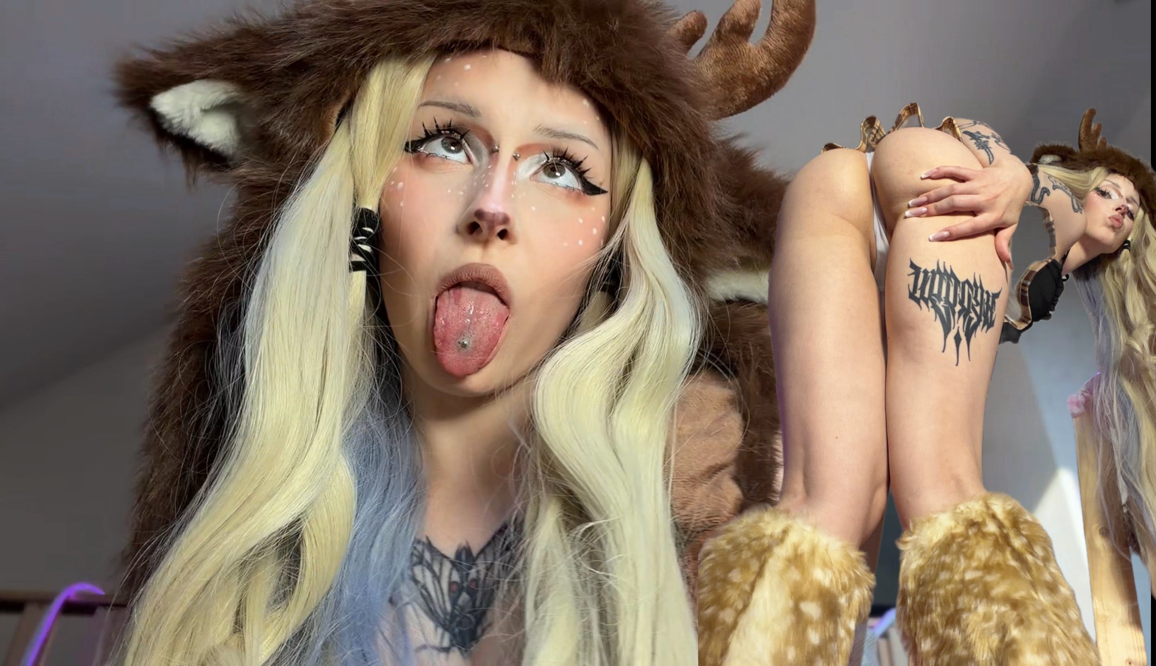 Blonde Reindeer Girl AlinaLuvin Twerks And Teases Her Body
