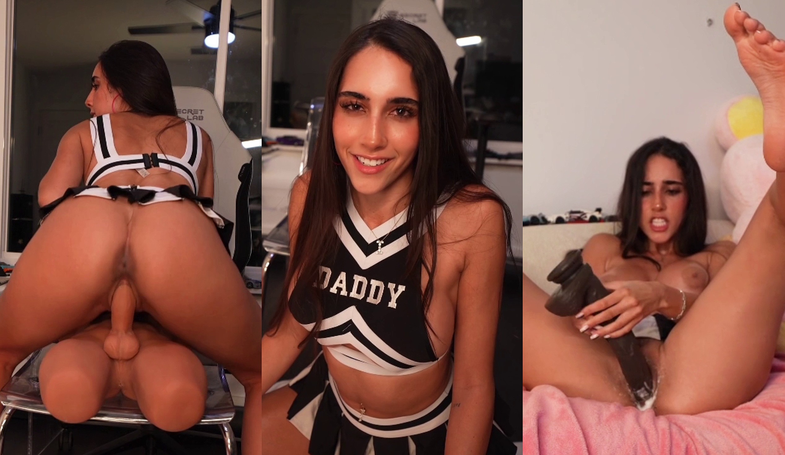 Izzy Green Masturbates With Different Creamy Dildos