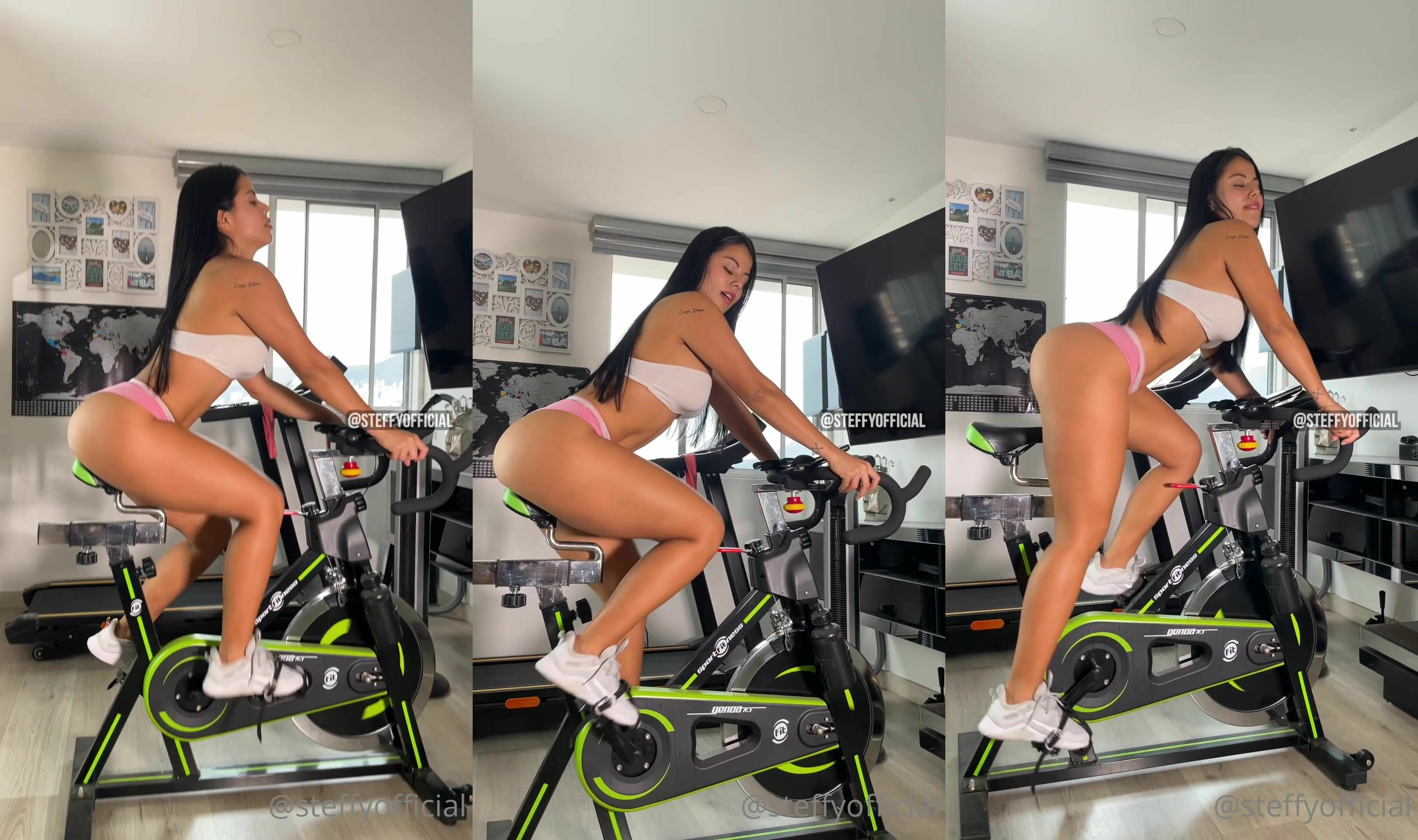 Steffy Moreno Masturbates On An Exercise Bike With A Dildo